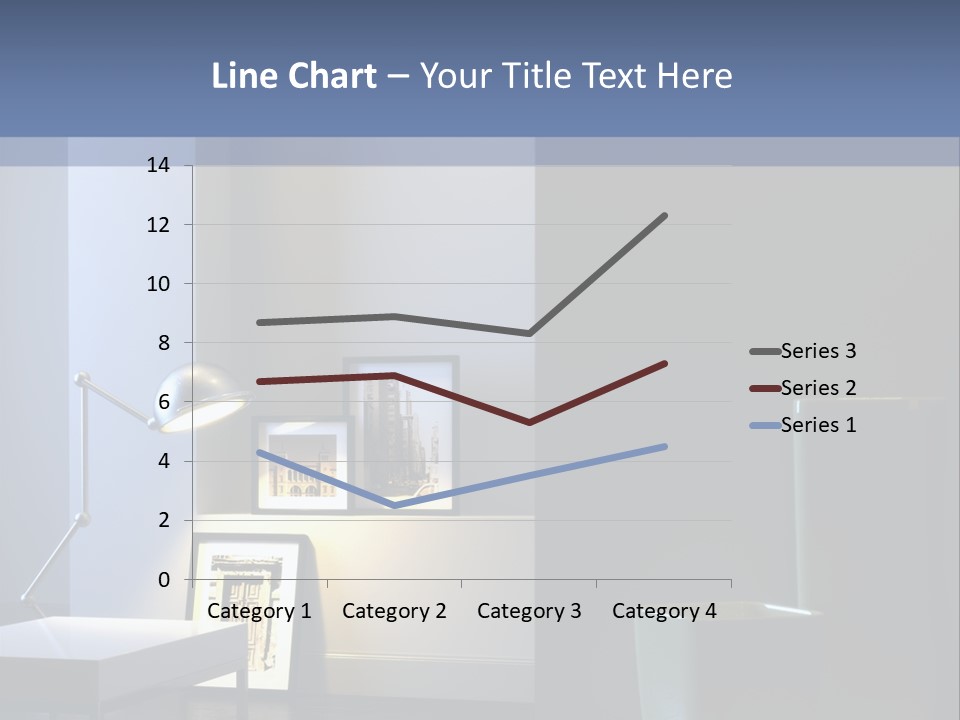 Interior Of Home With Chrome Lamp And Frames (3D Render) PowerPoint Template