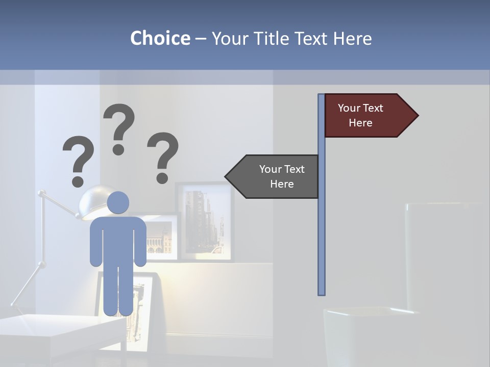 Interior Of Home With Chrome Lamp And Frames (3D Render) PowerPoint Template