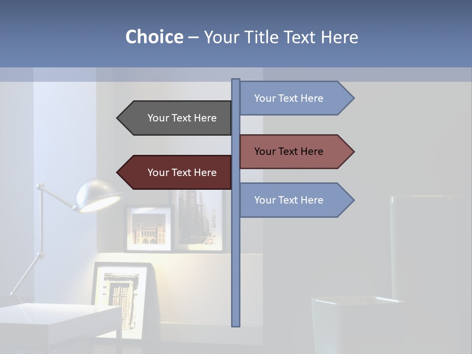Interior Of Home With Chrome Lamp And Frames (3D Render) PowerPoint Template