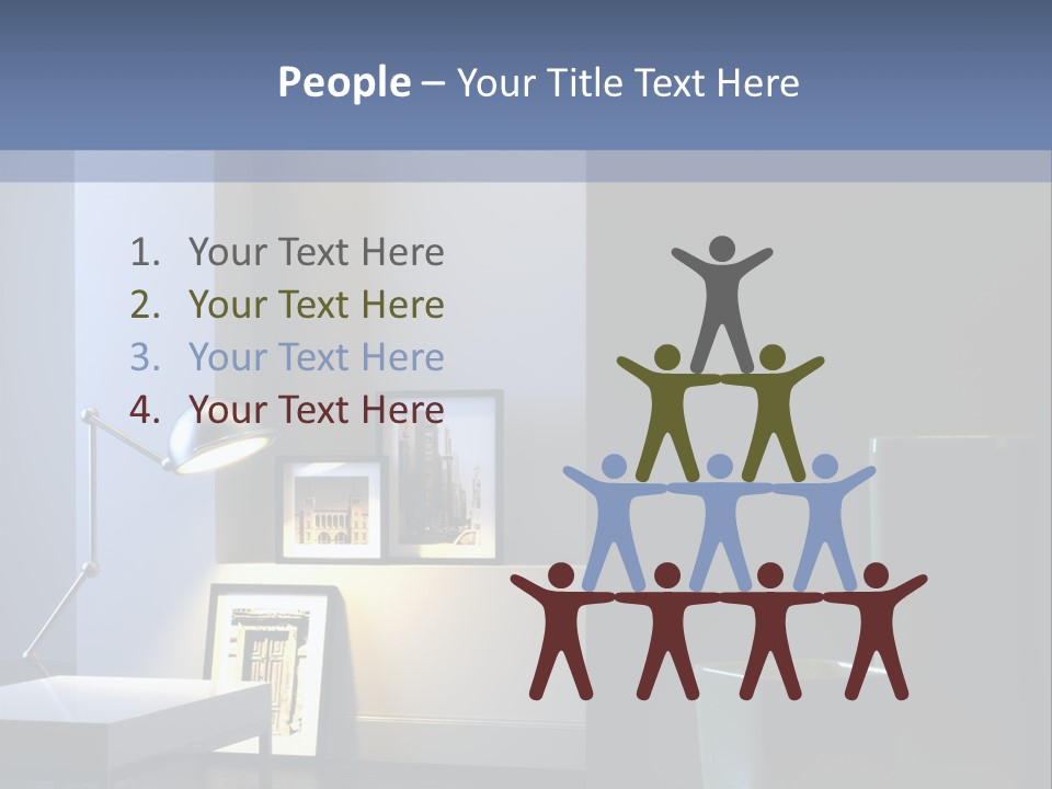 Interior Of Home With Chrome Lamp And Frames (3D Render) PowerPoint Template