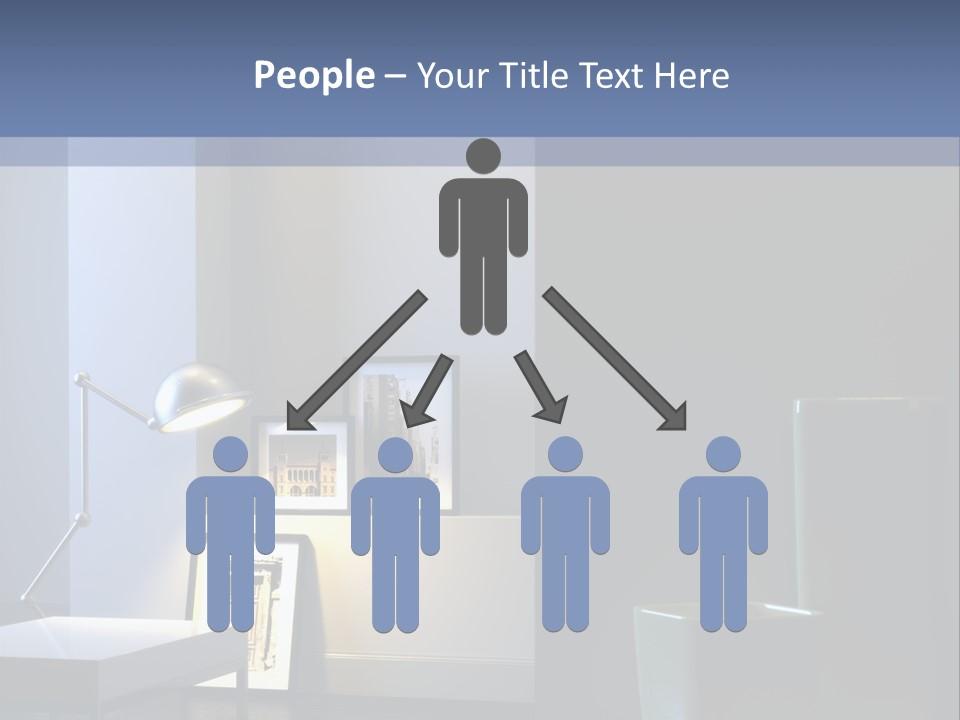 Interior Of Home With Chrome Lamp And Frames (3D Render) PowerPoint Template