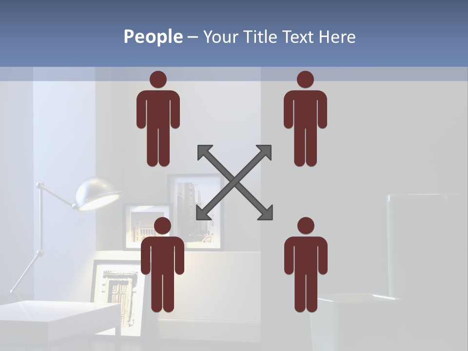 Interior Of Home With Chrome Lamp And Frames (3D Render) PowerPoint Template