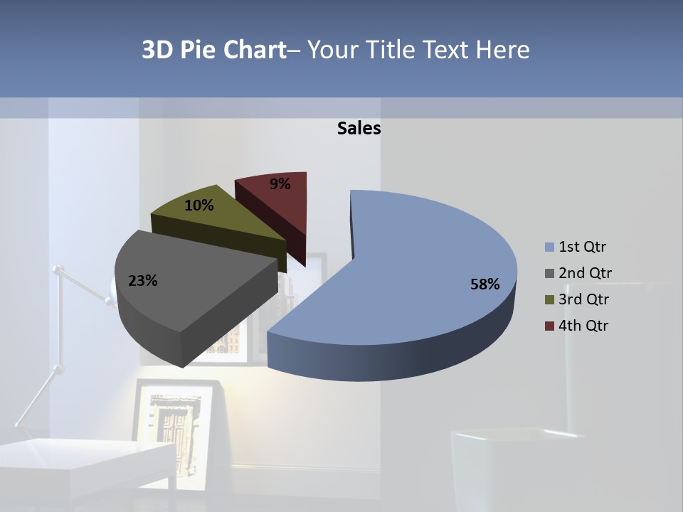Interior Of Home With Chrome Lamp And Frames (3D Render) PowerPoint Template