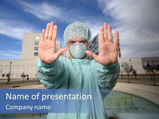 Nurse Over Hospital Background PowerPoint Template