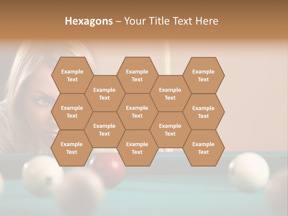 The Beautiful Blonde Aims In The Course Of Game At Billiards PowerPoint Template