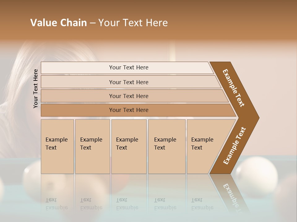 The Beautiful Blonde Aims In The Course Of Game At Billiards PowerPoint Template