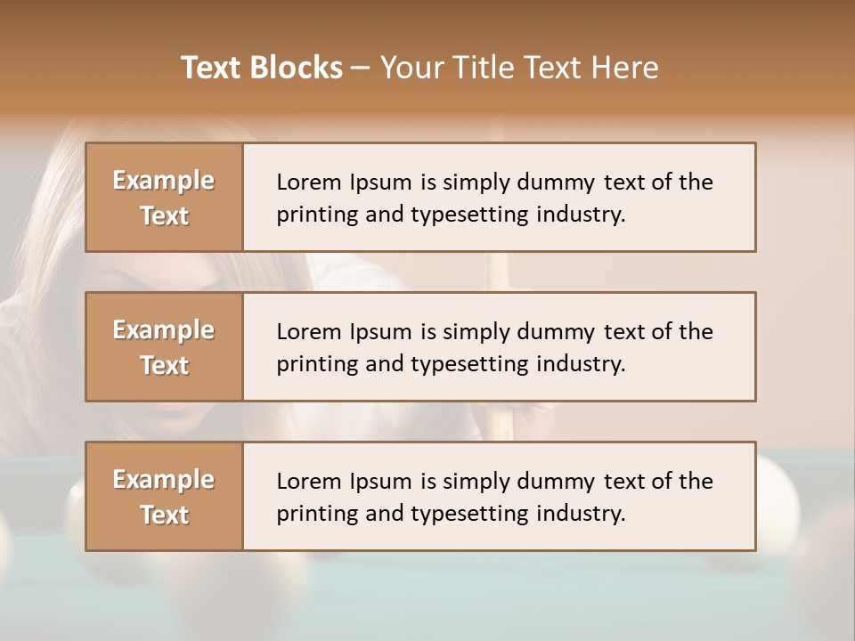 The Beautiful Blonde Aims In The Course Of Game At Billiards PowerPoint Template