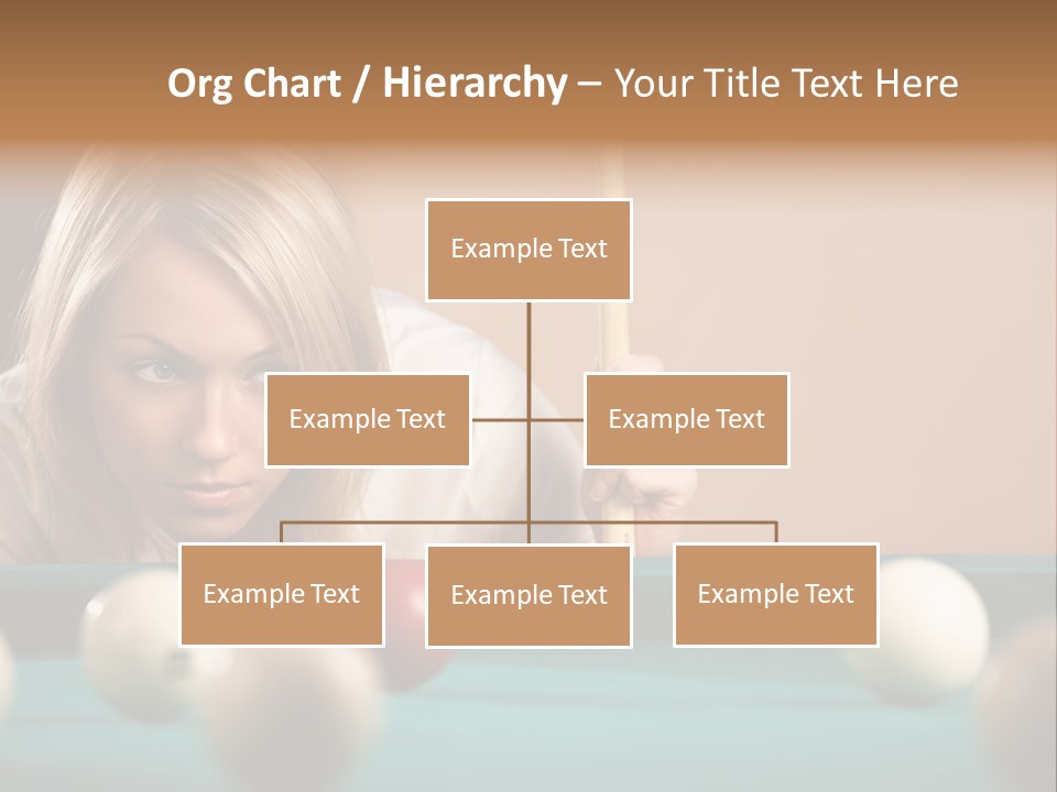 The Beautiful Blonde Aims In The Course Of Game At Billiards PowerPoint Template