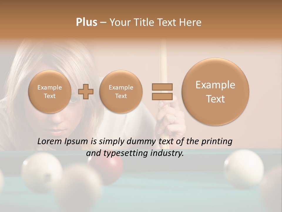 The Beautiful Blonde Aims In The Course Of Game At Billiards PowerPoint Template