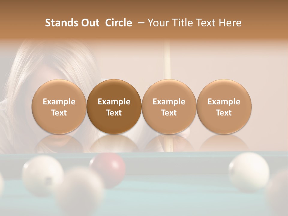 The Beautiful Blonde Aims In The Course Of Game At Billiards PowerPoint Template