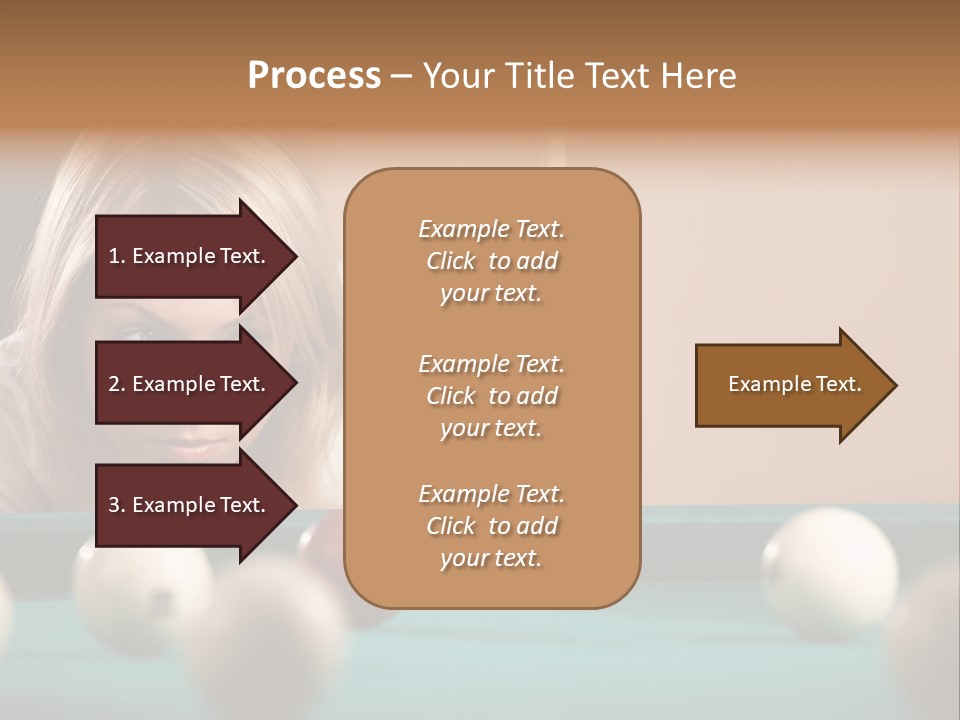 The Beautiful Blonde Aims In The Course Of Game At Billiards PowerPoint Template