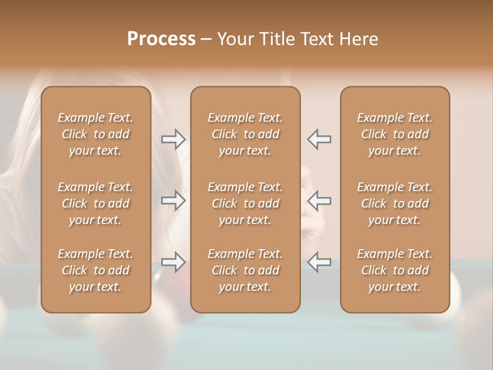 The Beautiful Blonde Aims In The Course Of Game At Billiards PowerPoint Template