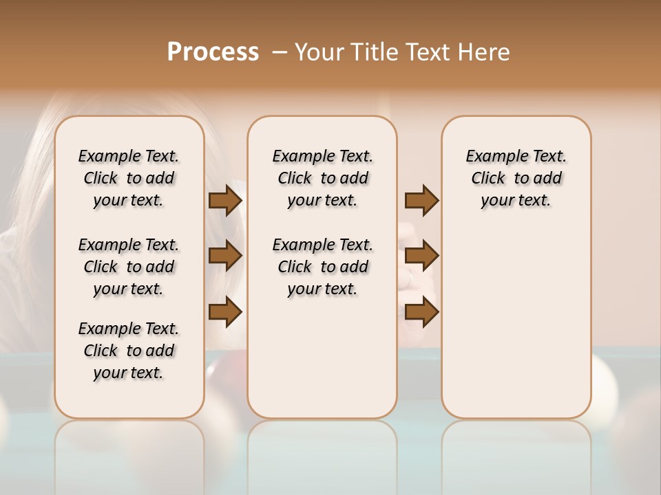The Beautiful Blonde Aims In The Course Of Game At Billiards PowerPoint Template
