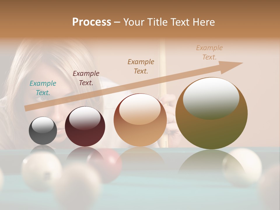 The Beautiful Blonde Aims In The Course Of Game At Billiards PowerPoint Template