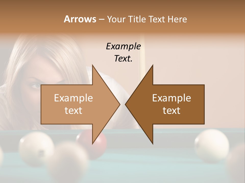 The Beautiful Blonde Aims In The Course Of Game At Billiards PowerPoint Template