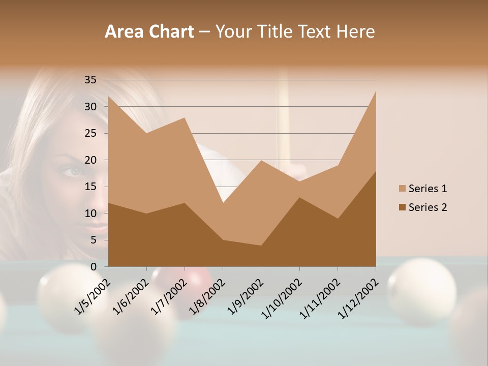 The Beautiful Blonde Aims In The Course Of Game At Billiards PowerPoint Template