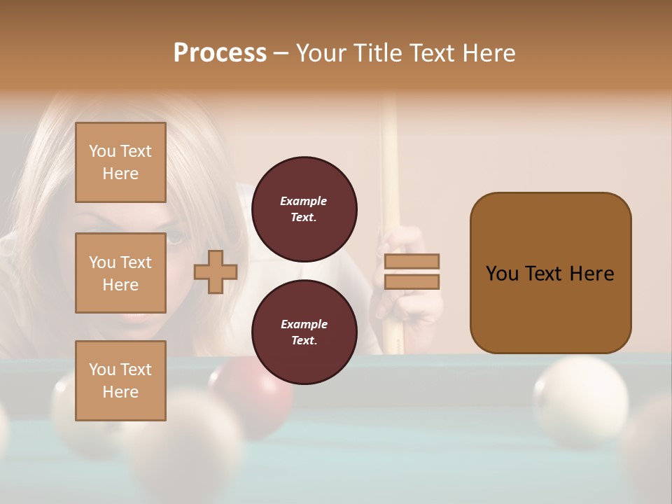 The Beautiful Blonde Aims In The Course Of Game At Billiards PowerPoint Template