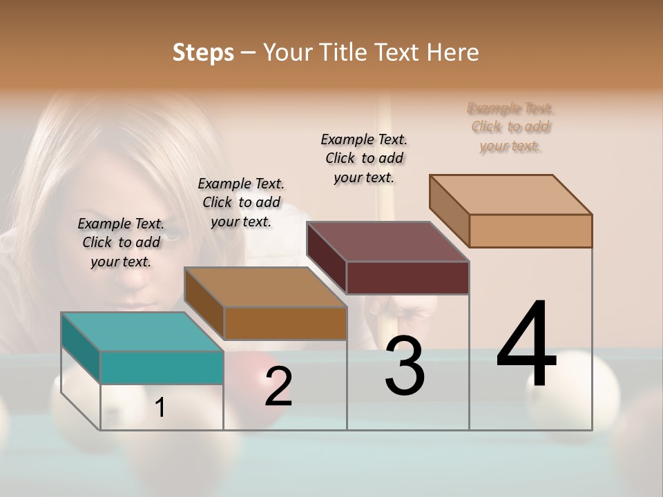 The Beautiful Blonde Aims In The Course Of Game At Billiards PowerPoint Template