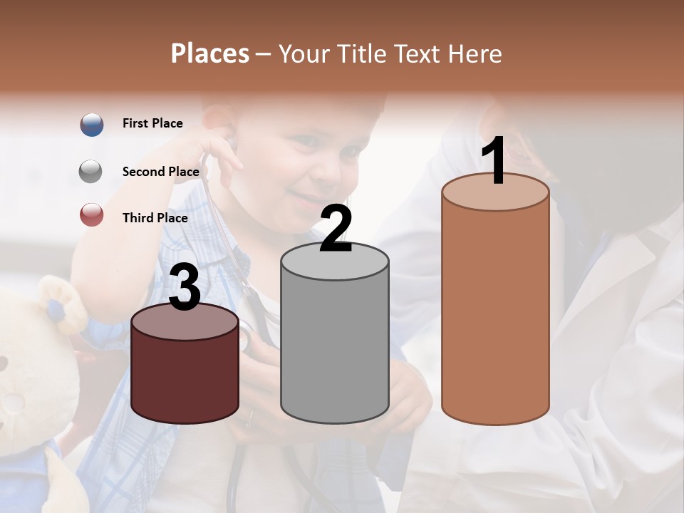 Senior Female Doctor Examining Happy Child, Smiling. PowerPoint Template