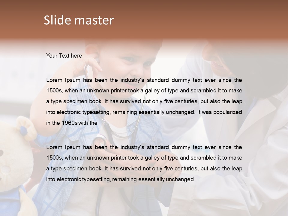 Senior Female Doctor Examining Happy Child, Smiling. PowerPoint Template