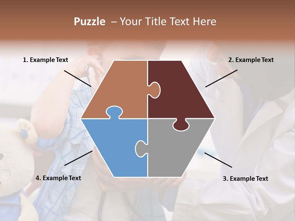 Senior Female Doctor Examining Happy Child, Smiling. PowerPoint Template