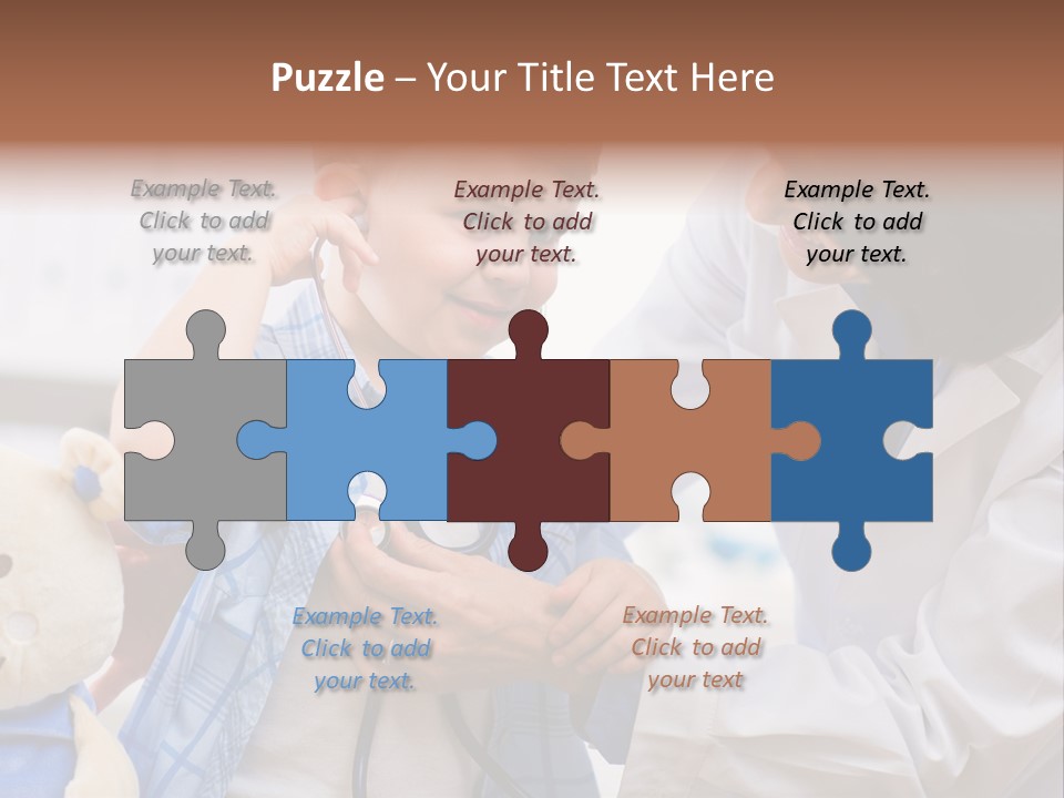 Senior Female Doctor Examining Happy Child, Smiling. PowerPoint Template