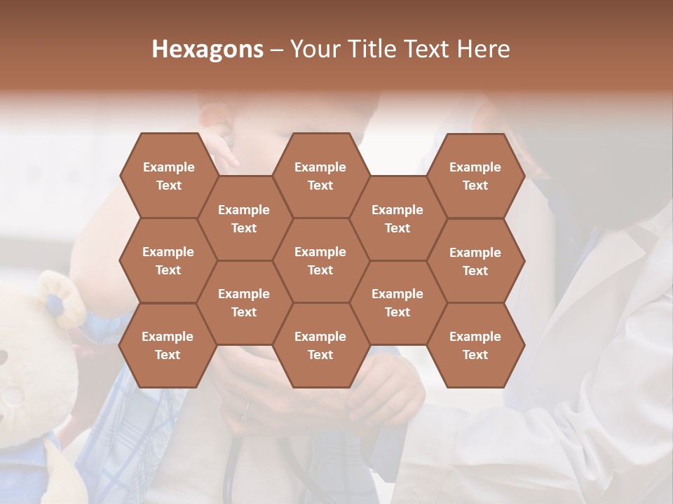 Senior Female Doctor Examining Happy Child, Smiling. PowerPoint Template