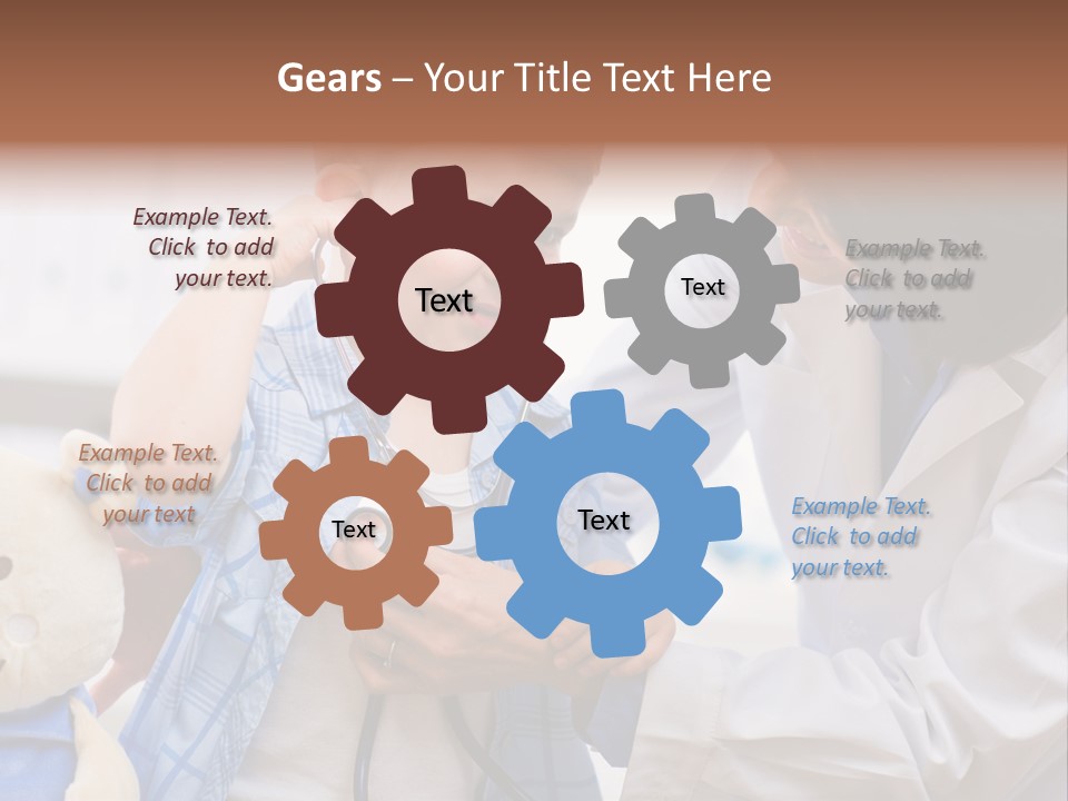 Senior Female Doctor Examining Happy Child, Smiling. PowerPoint Template