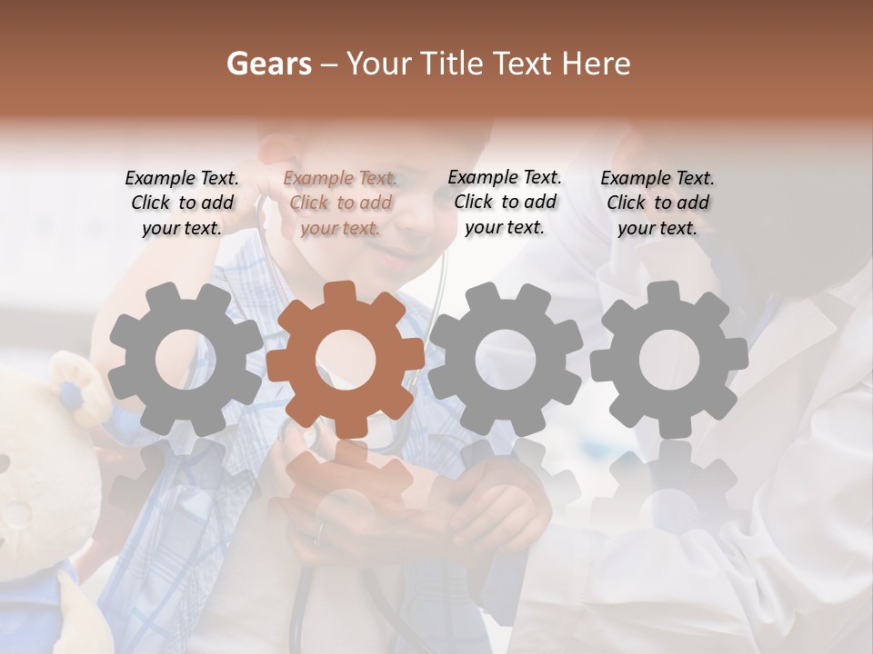 Senior Female Doctor Examining Happy Child, Smiling. PowerPoint Template