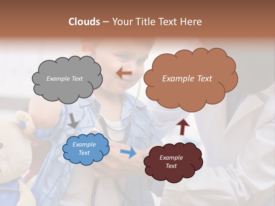 Senior Female Doctor Examining Happy Child, Smiling. PowerPoint Template