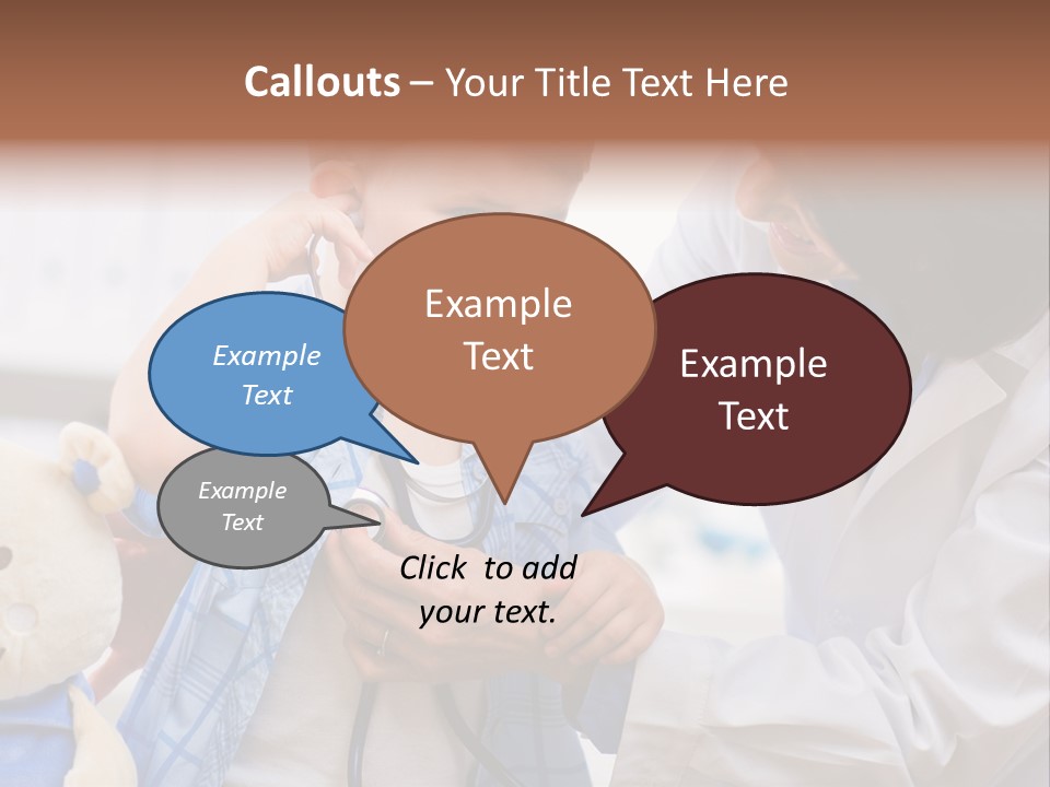 Senior Female Doctor Examining Happy Child, Smiling. PowerPoint Template