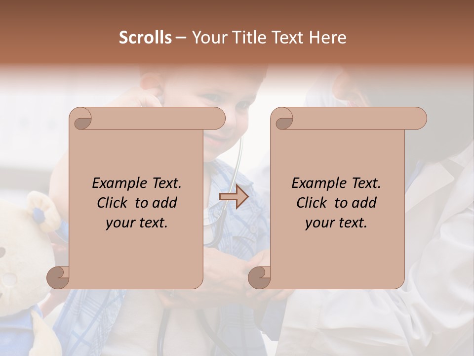 Senior Female Doctor Examining Happy Child, Smiling. PowerPoint Template