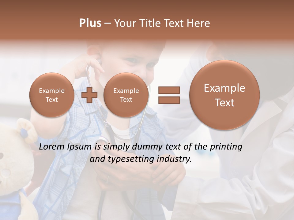 Senior Female Doctor Examining Happy Child, Smiling. PowerPoint Template