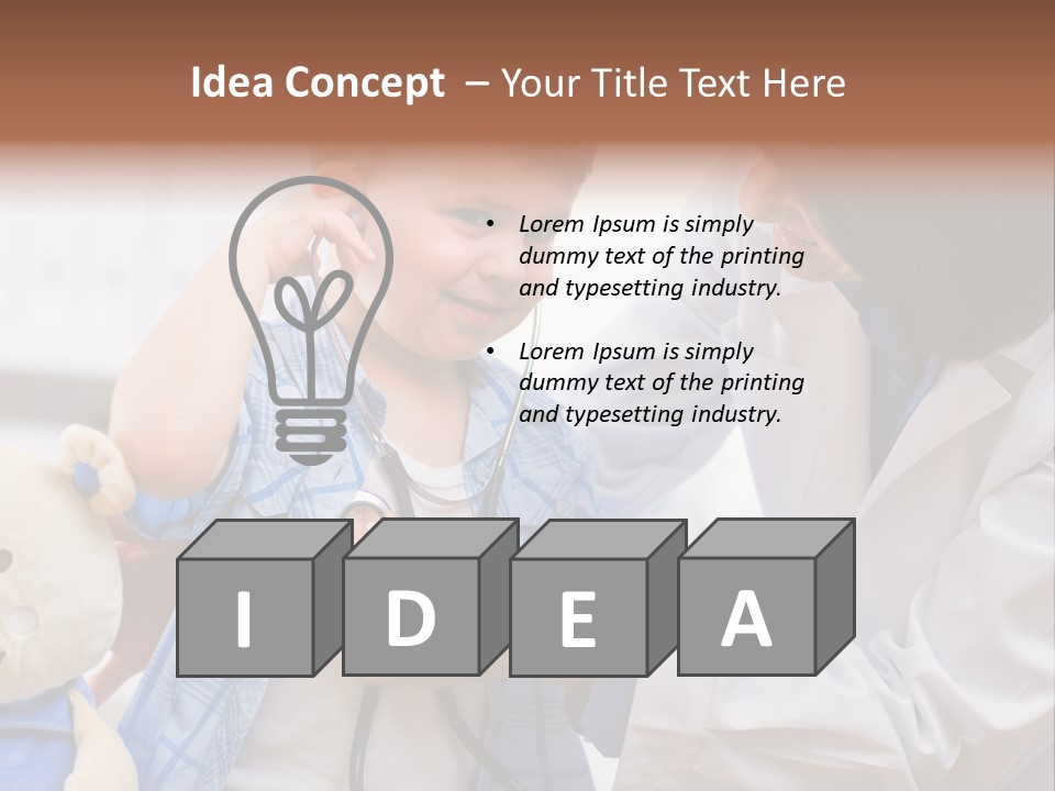 Senior Female Doctor Examining Happy Child, Smiling. PowerPoint Template