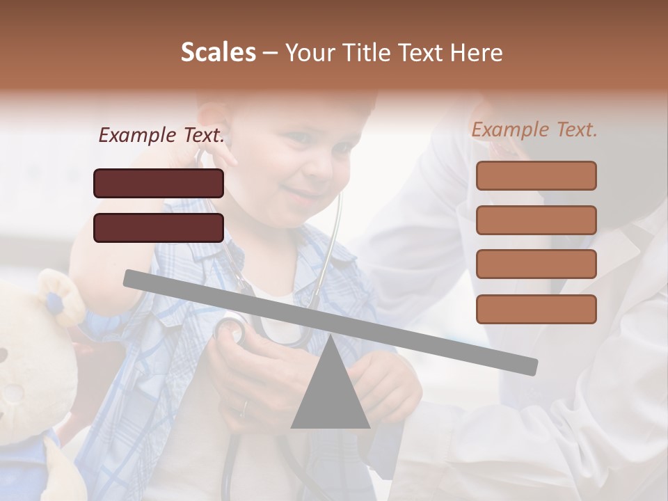 Senior Female Doctor Examining Happy Child, Smiling. PowerPoint Template