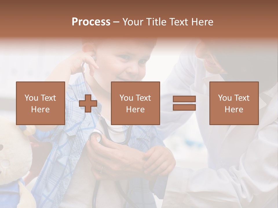 Senior Female Doctor Examining Happy Child, Smiling. PowerPoint Template