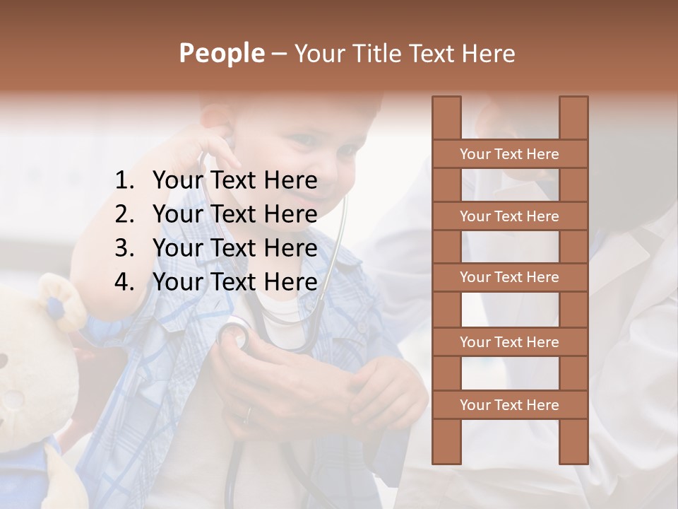 Senior Female Doctor Examining Happy Child, Smiling. PowerPoint Template