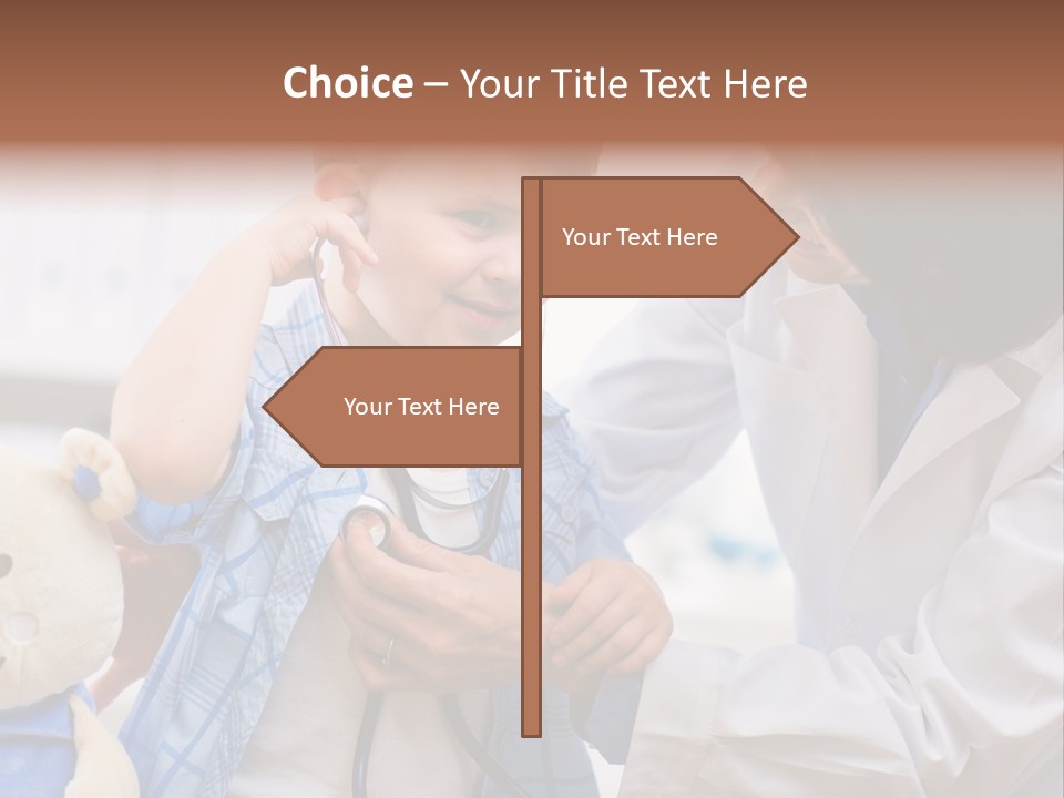 Senior Female Doctor Examining Happy Child, Smiling. PowerPoint Template