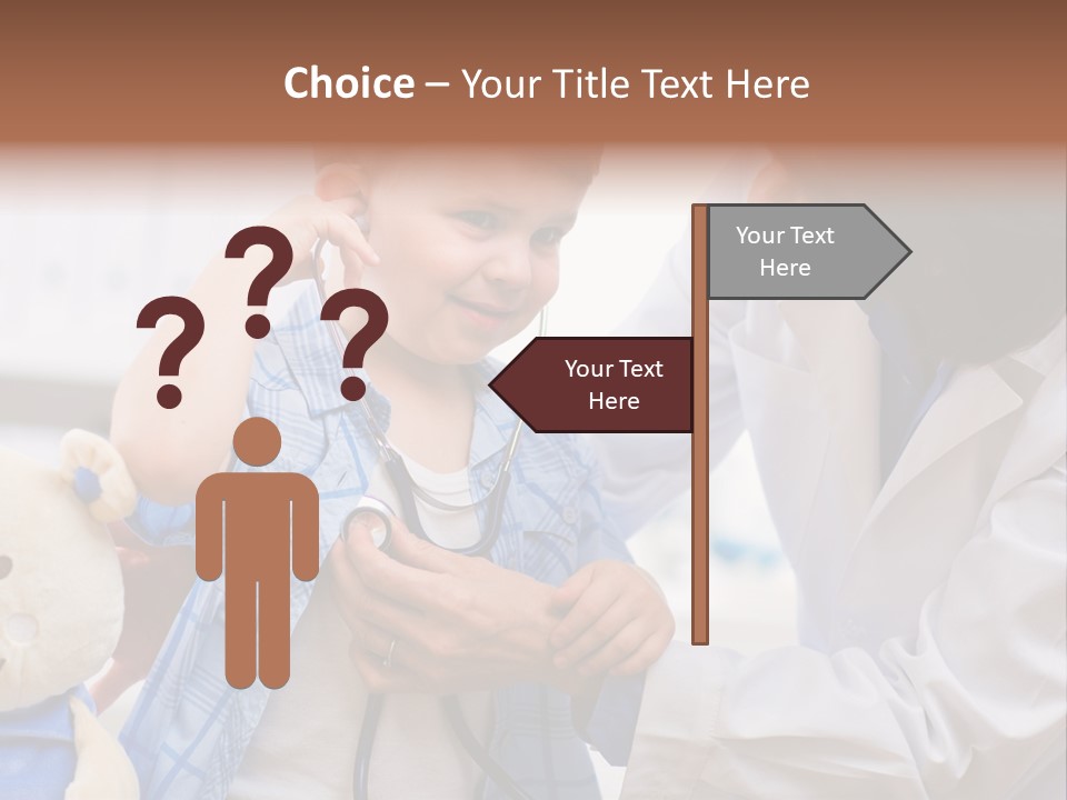 Senior Female Doctor Examining Happy Child, Smiling. PowerPoint Template