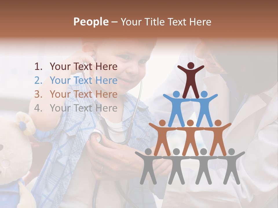 Senior Female Doctor Examining Happy Child, Smiling. PowerPoint Template