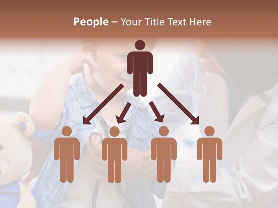 Senior Female Doctor Examining Happy Child, Smiling. PowerPoint Template