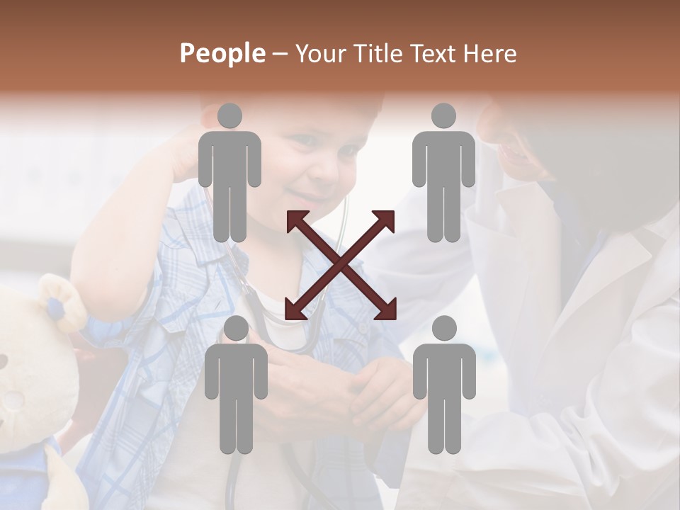 Senior Female Doctor Examining Happy Child, Smiling. PowerPoint Template