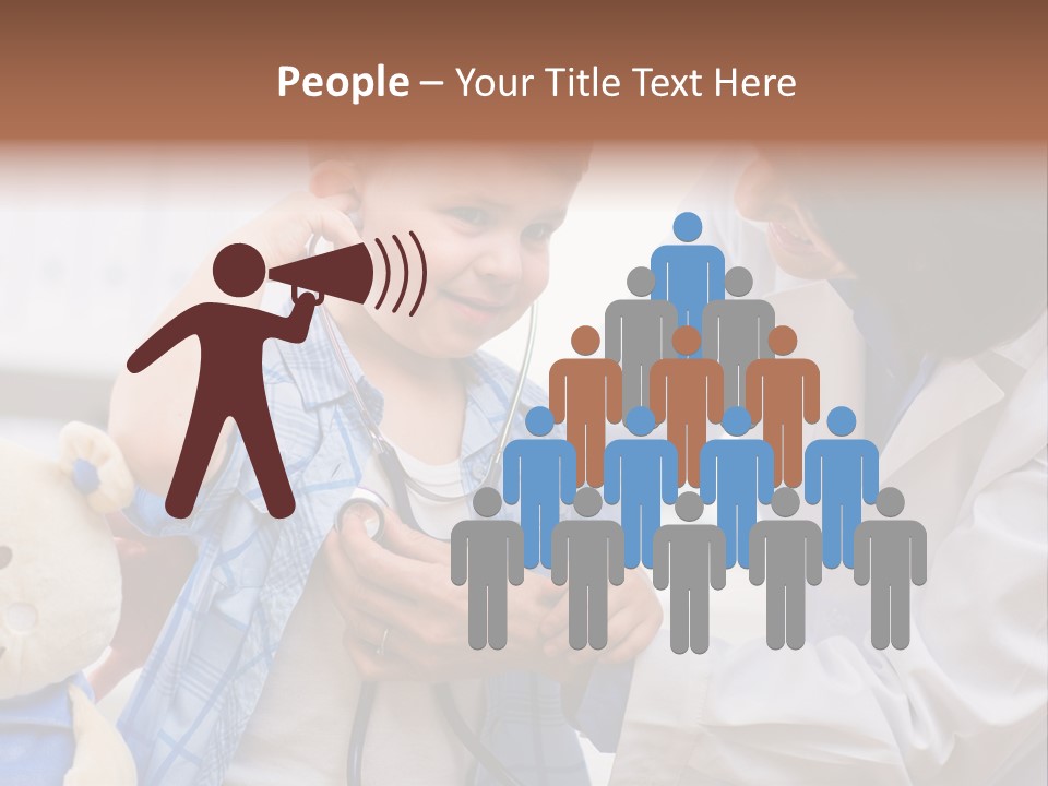 Senior Female Doctor Examining Happy Child, Smiling. PowerPoint Template