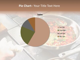 Chef Hands With Frying Pan On Professional Kitchen PowerPoint Template