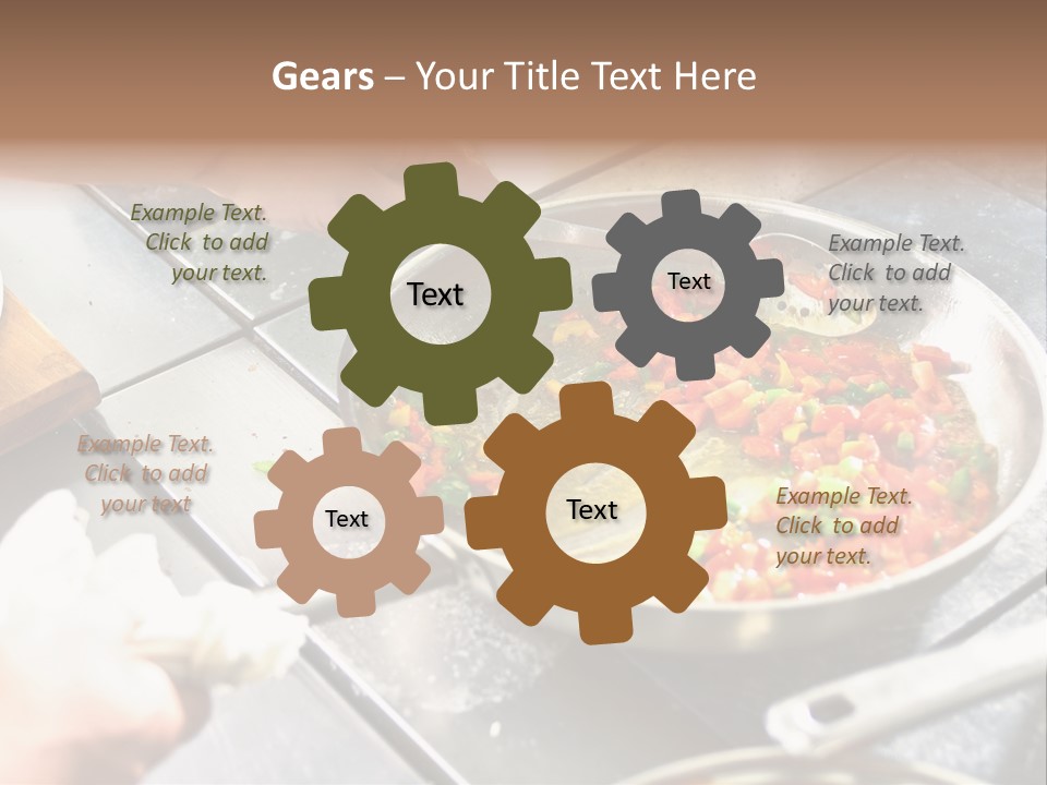Chef Hands With Frying Pan On Professional Kitchen PowerPoint Template