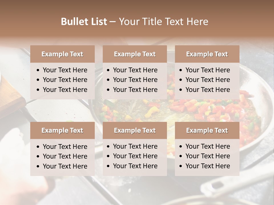 Chef Hands With Frying Pan On Professional Kitchen PowerPoint Template
