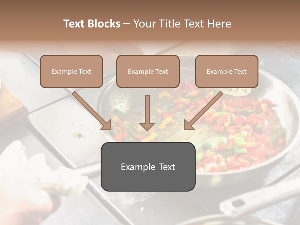 Chef Hands With Frying Pan On Professional Kitchen PowerPoint Template