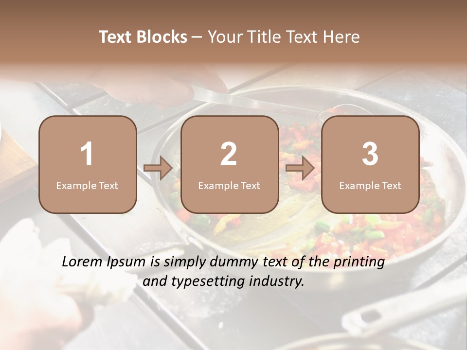 Chef Hands With Frying Pan On Professional Kitchen PowerPoint Template