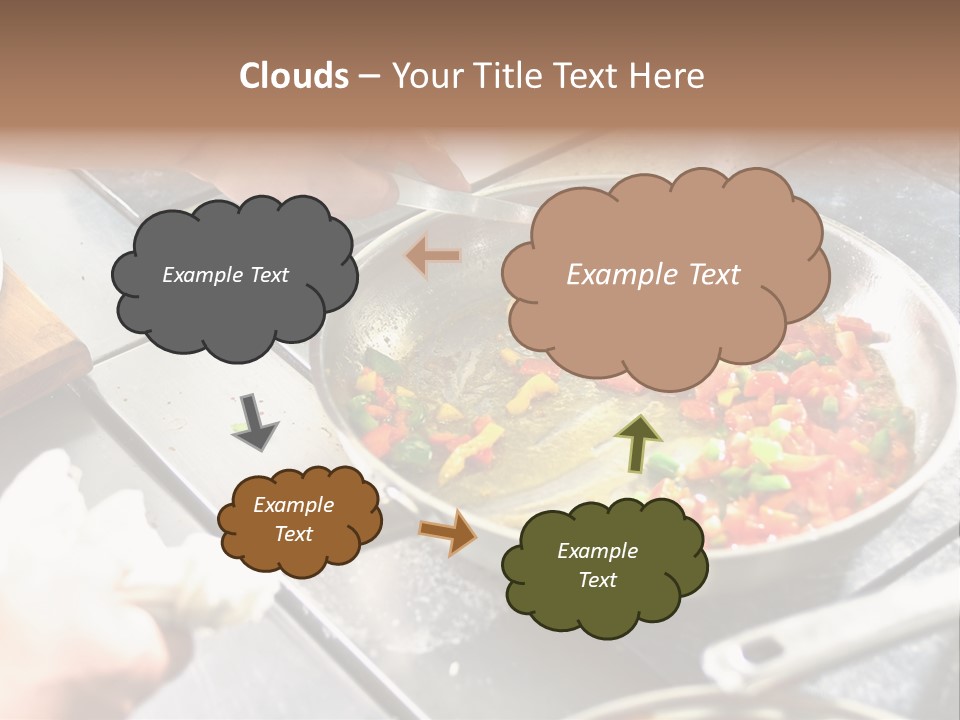 Chef Hands With Frying Pan On Professional Kitchen PowerPoint Template