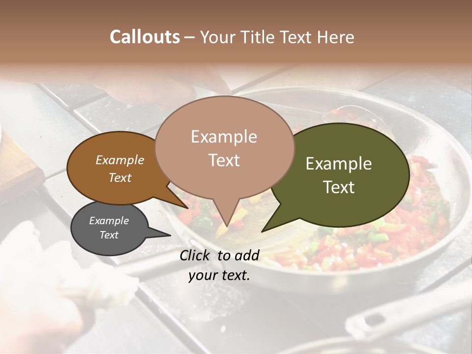 Chef Hands With Frying Pan On Professional Kitchen PowerPoint Template